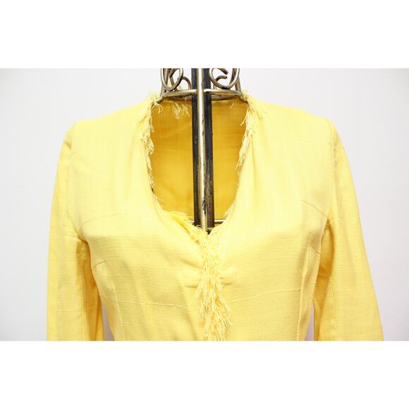 Dolce & Gabbana Bright Yellow Fringe Blazer Jacket Size 42/US 6 - Picture 3 of 6